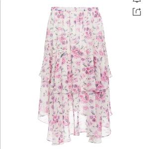 Loveshackfancy Alex Floral Silk Ruffle Midi Skirt
